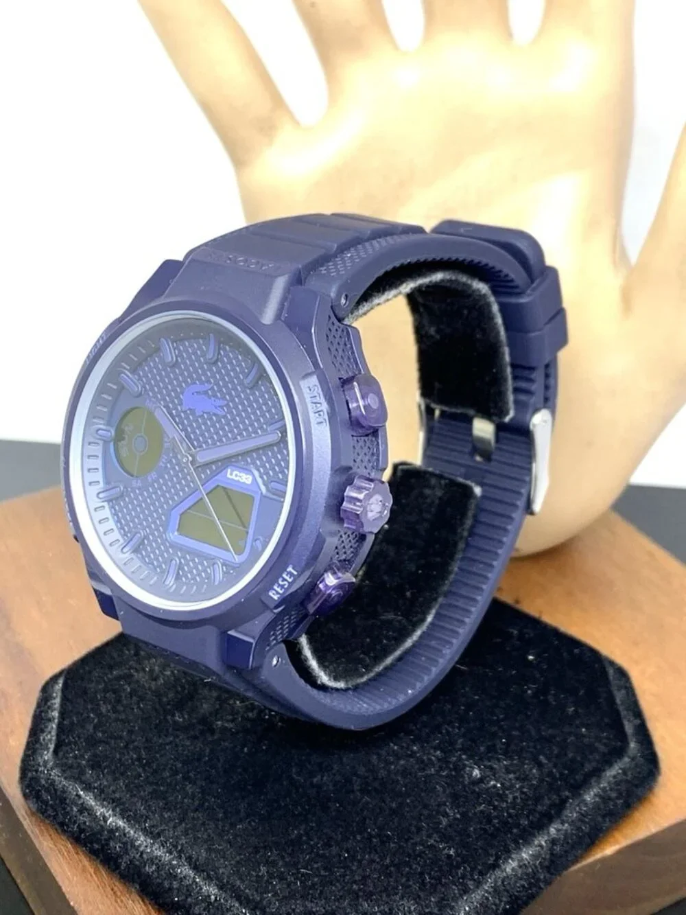 Lacoste Men's Watch 2011448 LC33 Quartz Analog Digital Blue Dial Rubber 44mm
